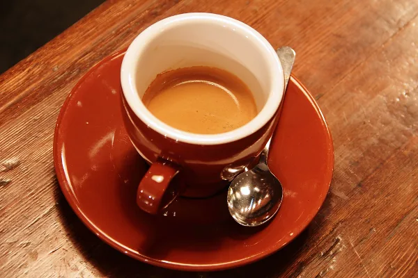 Espresso cup on a wooden table